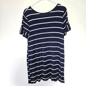 2Hearts Navy and White Striped Short Sleeve Dress Sz M